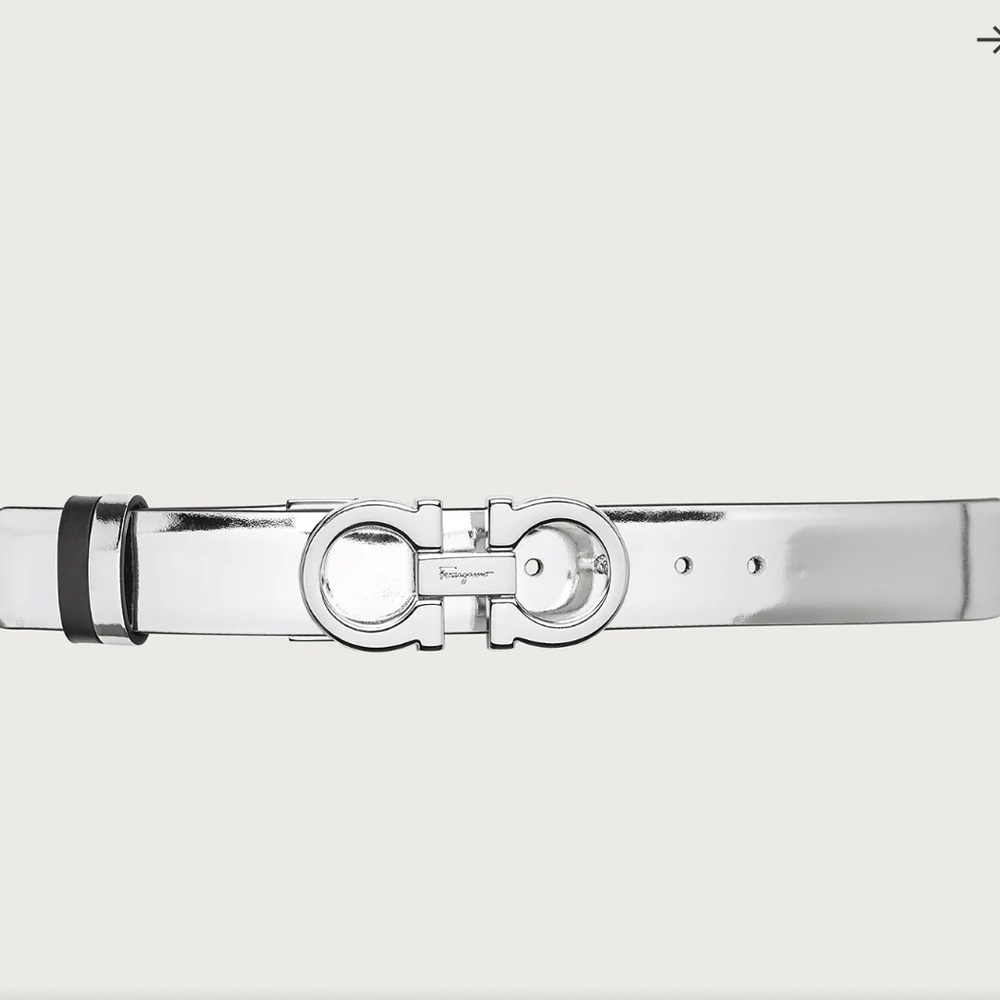 Womens Belt Silver Reversible